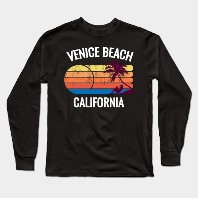 Vintage Style Venice Beach California Design Long Sleeve T-Shirt by Brobocop